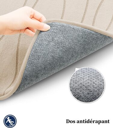 Килимок для ванної кімнати chakme з ефектом пам'яті (Memory Foam), протиковзкий та вологопоглинаючий, бежевий, 60x150 см