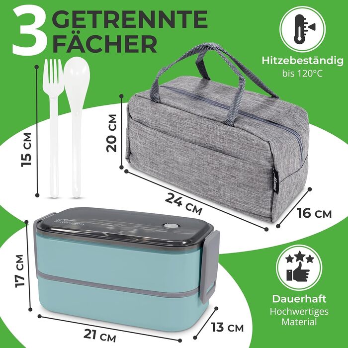 Преміум ланчбокс для дорослих та дітей: сталевий контейнер для їжі з відділеннями, ідеальний для школи, садка та пікніків (Світло-блакитний)