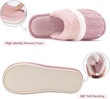 Тапочки домішки жіночі чоловічі зимові - м'які з Memory Foam, теплі та з антиковзаючою підошвою для холодних днів. Зручні та елегантні сліпони як стильний подарунок. Рожеві, 38/39 EU