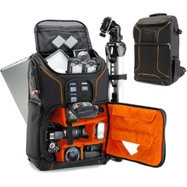 Рюкзак для камери USA Gear DSLR з антишоковою захистом, відділенням для ноутбука 43,18 см, водонепроникним чохлом та кріпленням для штатива (Оранжевий)