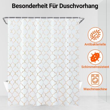 Штора для душу 180x200 см Phnom Penh Квіти, антигрибкова, водовідштовхувальна, поліестер, з кільцями (1 шт)