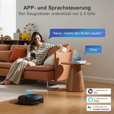 Робот-пилосос Lubluelu 3-в-1 з док-станцією, 4500Pa, функція миття, лазерна навігація, керування через додаток, для шерсті тварин, килимів, твердих підлог (блакитно-чорний)