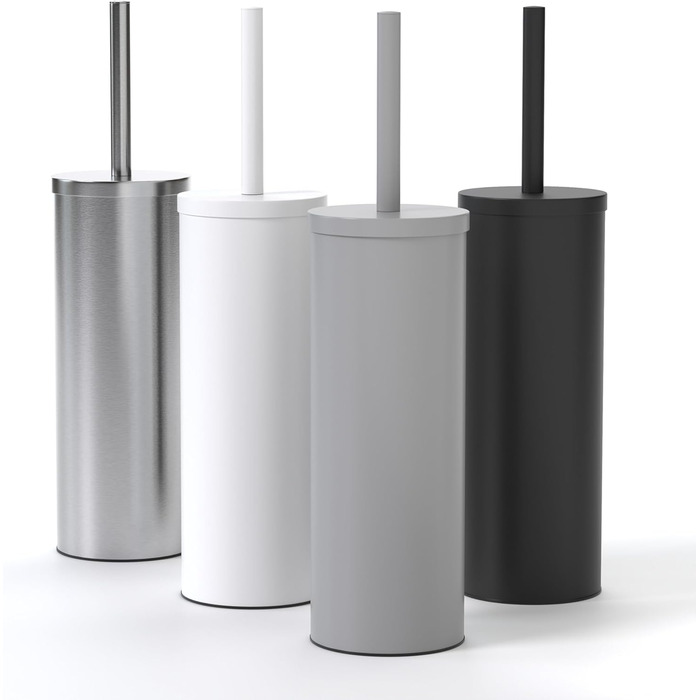 Торцева щітка для унітазу з нержавіючої сталі та силікону з дискретним тримачем - щітка для туалету з захистом від бризок, антибактеріальна, сіра