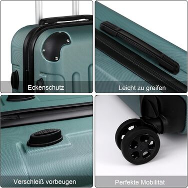 Валіза ручної поклажі TANTOMI: жорсткий корпус, телескопічна ручка, кодовий замок, для подорожей та ділових поїздок, світло-зелений колір