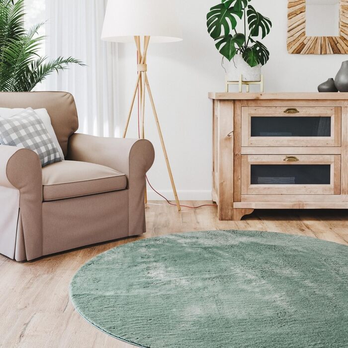 Килимок для вітальні Interiyou Fargo 80x150 см - короткий ворс, миючий, неслизький, штучне хутро, м'який ворс (зелений)