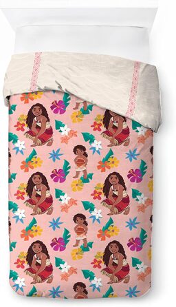 Комплект постільної білизни Jay Franco Disney Lilo & Stitch з квітковим дизайном для однієї людини – дитяча постільна білизна з наволочкою 80 x 80 см, бавовна, машинне прання, багато кольорів - Lilo & Stitch (Бежевий - Moana, 135x200/50x70 (2 шт))