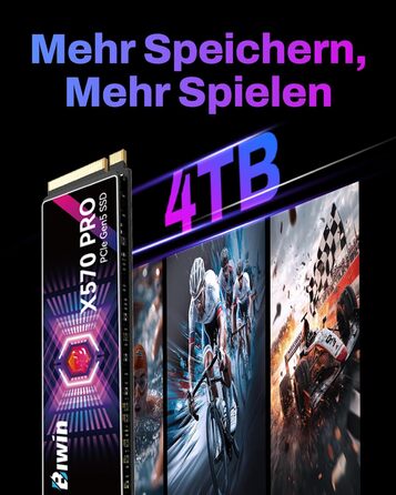 BIWIN SSD X570PRO Gen5 2TB – Швидкий NVMe PCIe 5.0 накопичувач для ПК та ноутбука, 14000 MB/s, 3D TLC NAND