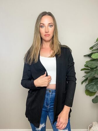 Жакет VOTEPRETTY жіночий, в'язаний кардиган, чорний, розмір S