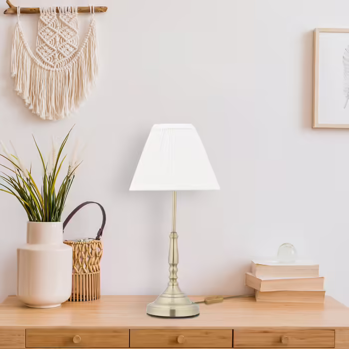 Relaxdays Table Lamp White Gold