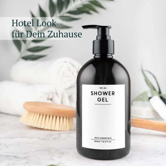 MONOKO Набір з 4 дозатори для мила, 500 мл, чорний, пластик, для душу та миття рук