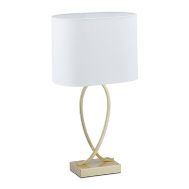 Relaxdays Golden Table Lamp with Fabric Shade