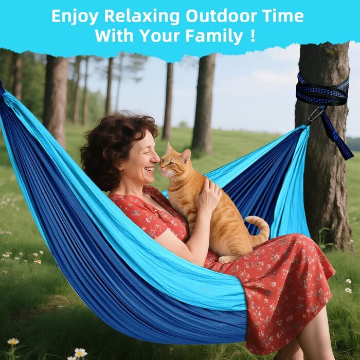 Гамак для відпочинку на природі: міцний, легкий, для кемпінгу, 300 кг, 300x200 см, односпальний/двоспальний, з нейлону, дихаючий, зелений/блакитний