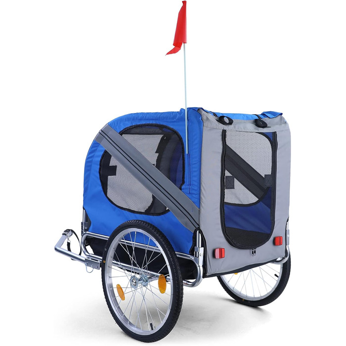 Причіп для велосипеда для собак, складний, до 40 кг, сірий/блакитний