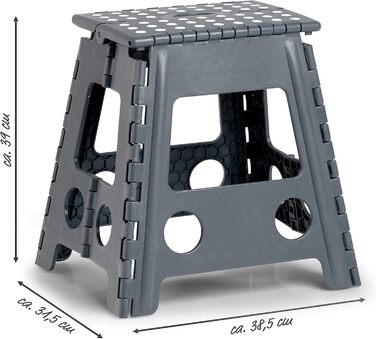 Складаний стілець Zeller 13037 Premium, пластиковий, антрацитовий, з сертифікацією TÜV, вантажопідйомність до 150 кг, розміри 38,5 x 31,5 x 39 см