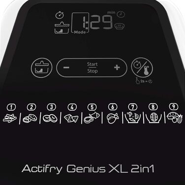 Аерофритюрниця Tefal ActiFry Genius XL 2в1, 1,7 кг, 9 програм, для 8 осіб, з мішалкою, без олії, чорна