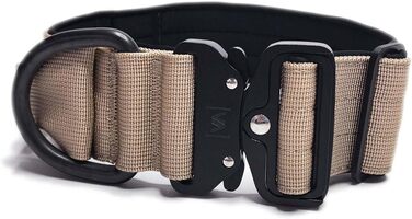 Тактичний нашийник для собак, 5 см: міцний нейлон, магнітна ручка, надійна застібка, для великих собак (5см/M = 40-50см, Бежевий)