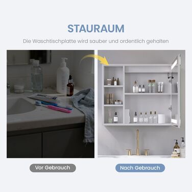 Дзеркальна шафа для ванної кімнати AQUABATOS з розеткою та підсвічуванням LED, 50x70 см, шафа для ванної кімнати, дзеркало з інфрачервовим сенсором, регулювання яскравості, антизапарювання, холодне біле світло