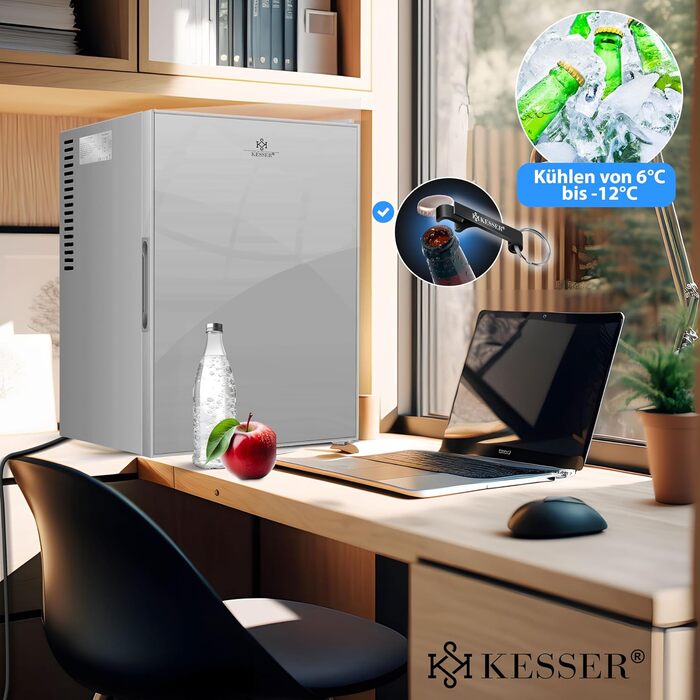 Міні-холодильник KESSER® Minibar 40L з підсвічуванням та відкривачем для пляшок, ідеальний для дому, офісу, кемпінгу та готелю