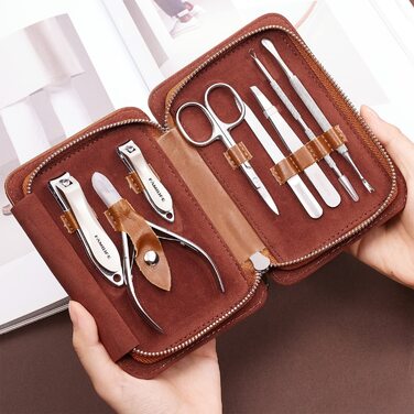 Набір для манікюру та педикюру FAMILIFE: 8 предметів з нержавіючої сталі, професійний, з кейсом, подарунок для чоловіків