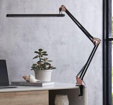 SKYLEO Dimmable Desk Lamp with Clip - Eye Protection LED Desk Light - 3 Modes & 10 Brightness Levels - Black (Rose Gold & Black)