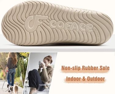 COFACE жіночі домашні тапочки з пом'якшувачем, закриті, зимові, теплі, пухнасті, з фетру, з підкладкою з хутра, нековзні, для дому, фетрові тапочки, розмір 39 EU, бежеві