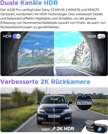 VIOFO A229 Pro 4K + 2K Dual STARVIS відеореєстратор для авто, HDR, GPS, Wi-Fi, голосове керування, нічне бачення 2.0, підтримка до 512GB