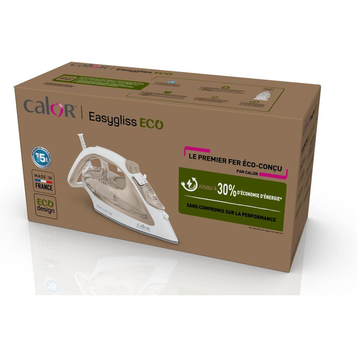 Праска Calor Easygliss Eco, 2800 Вт, 50 г/хв (пар), 240 г/хв (парний удар), Durilium Airglide, виготовлена у Франції, FV5780C0