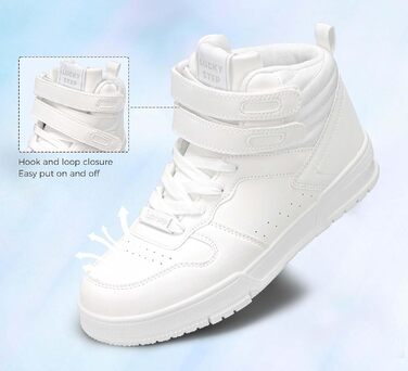 Жіночі баскетбольні черевики Lucky Step з кріпленням на липучці - стильні кросівки з екошкіри (37 EU, Білий)