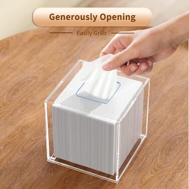 AITEE Acrylic Tissue Box Cover: Transparent Square Tissue Holder, Napkin Dispenser for Home, Bathroom, Kitchen, Bedroom, Office, Coffee Table, Restaurant