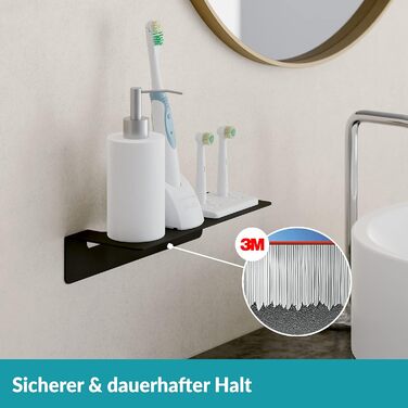 WEISSENSTEIN Badablage without Drilling - Stainless Steel Shelf for Bathroom - 14 x 9.5 x 5 cm (24 cm, Black)