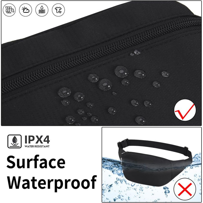 Чоловіча/Жіноча поясна сумка на пояс, бананка спортивна водонепроникна, бананка для бігу, туризму, прогулянок з собакою (чорна)
