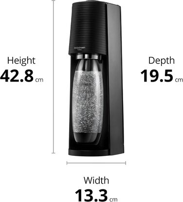 SodaStream TERRA: Газова вода вдома - Стандартний набір з CO2 балончиком та пляшкою 1л, чорний