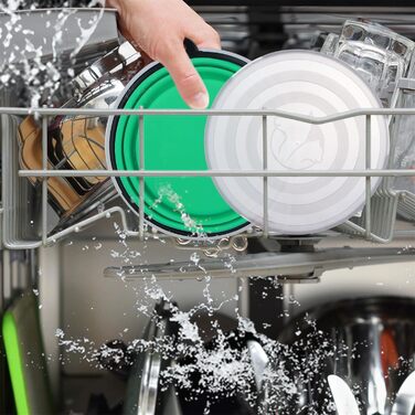 Складаний миска для собак SLSON, 2 шт., з кришкою та карабінами, 1000 мл, блакитний та зелений