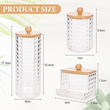 Організатор для ватних дисків та паличок: набір з 3 шт. з акрилу для ванної кімнати