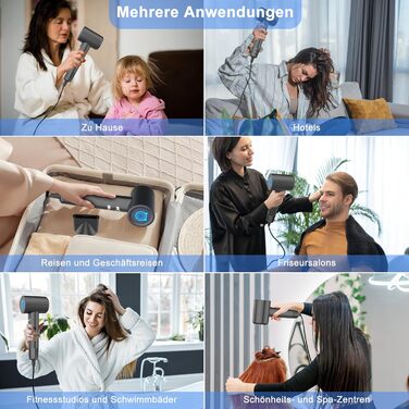 Супершвидкий фен Supersonic з іонізацією 200 млн негативних іонів, 110 000 обертів/хв безщітковий двигун, низький рівень шуму 57dB, інтелектуальна стабільна температура для подорожей та дому, чорний