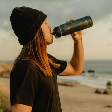 BOTTLE BOTTLE Stainless Steel Water Bottle 24oz (709ml) with Straw Handle and Pill Compartment for Outdoor School, Insulated Sports Bottle (Meteorite)