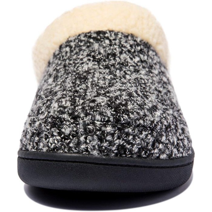 Тапочки халатні NewDenBer для дому, чоловічі та жіночі, з піною-пам'яттю, теплі, зручні, зимові, з антиковзкою гумовою підошвою (39/40 EU, 23, чорний/сірий)