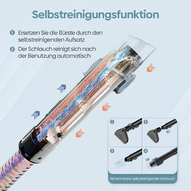 Olvy Teppichreiniger 2.0 - Потужний очищувач килимів з 17000 Па, шлангом 1.6м, кабелем 4м, функцією самоочищення та 500мл миючого засобу - для килимів, диванів, матраців та авто