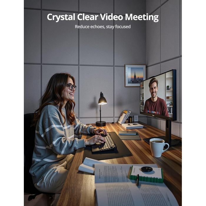 Акустичні панелі для звукоізоляції стін прямокутні, шумопоглищаючі панелі високої щільності з самоклейкою, білі (30x40x0.9 см, 12 шт)