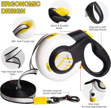 Рулетка для собак FIDA AutoBrake - 5м, для великих собак (25-30 кг), без ривка, патентований дизайн