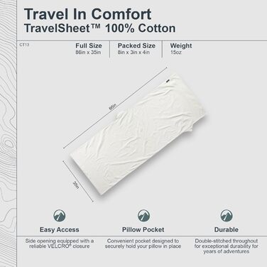 Дорожня ковдра Cocoon з бавовни, натуральний колір, 213x89 см
