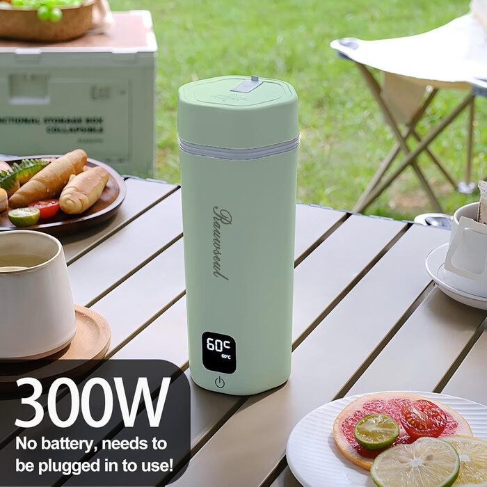 Електричний чайник Glas Elektrisch Wasserkocher 0,6L 500W з регулюванням температури 40-75°C, таймером, сенсорним керуванням, BPA-free, компактний для дому/кемпінгу, підходить для чаю/кави, білий (Grün Pro)