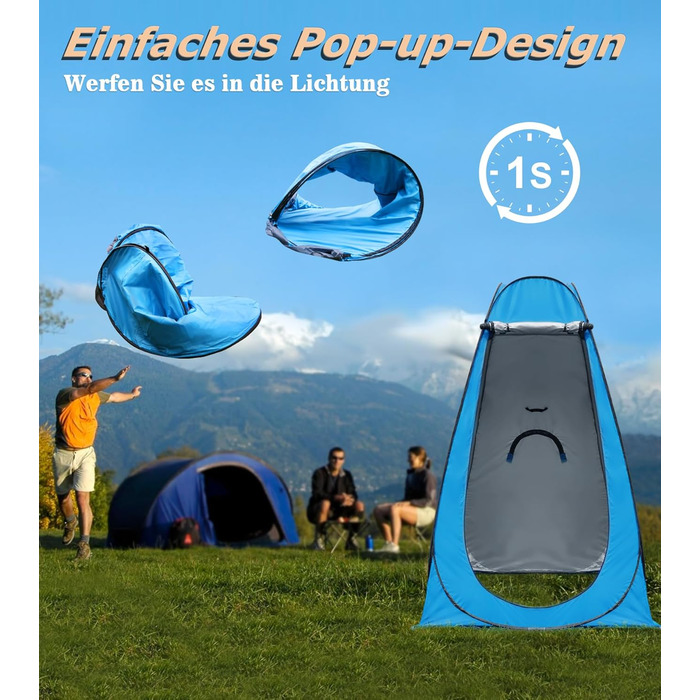 Pop-Up Privacy Tent for Toilet & Changing - Portable Outdoor Shower Tent with Carry Bag (UV 40+) - Green & Blue