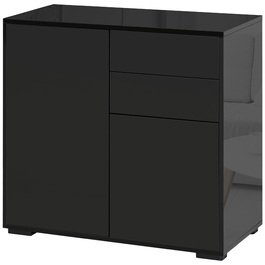 HOMCOM Sideboard Black Storage Cabinet with 2 Drawers & 2 Doors, Tip-Over Protection for Living Room, Bedroom, 117x36x74cm