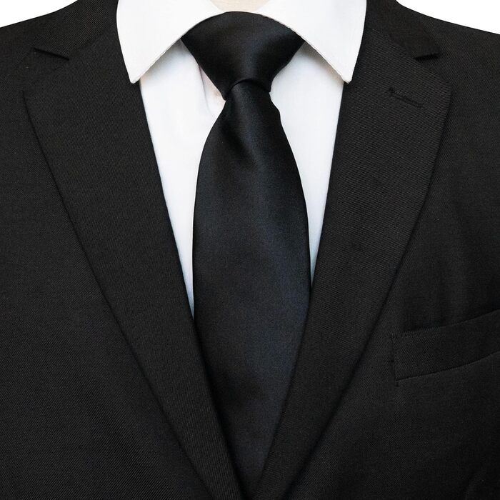 Чоловічий шовковий краватка-набір JEMYGINS: краватка, хустинка, зажим для краватки, чорний колір