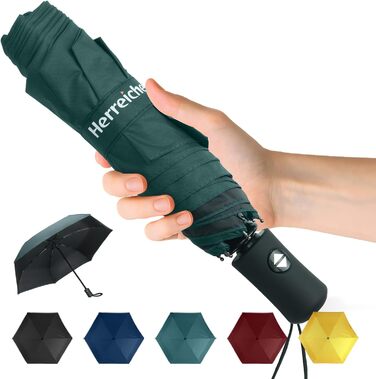 Зонт Herreicher компактний туристичний автоматичний, зелений - легкий, ультракомпактний, захист від УФ-випромінювання, UPF50+