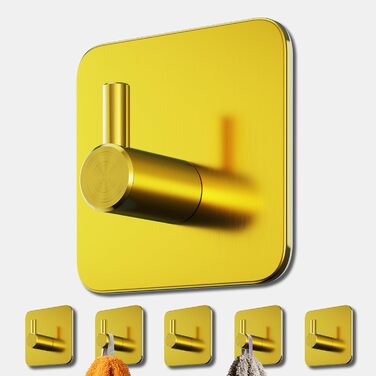 Набір гачків для рушників 4smile (6 шт) - самоклеючі, золоті, для ванної кімнати