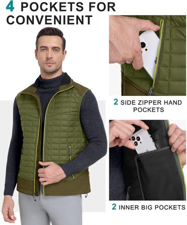 Little Donkey Andy Легка пухова жилетка для чоловіків. Тепла безрукавка для активного відпочинку, туризму, бігу (S, Оливковий)
