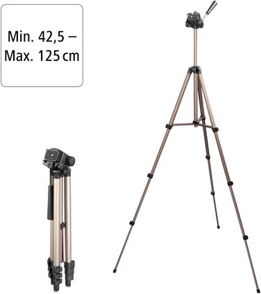 Легкий штатив-трипод Hama Star 05 106-3D з 3-позиційною головкою, шампань (висота 42-125 см)