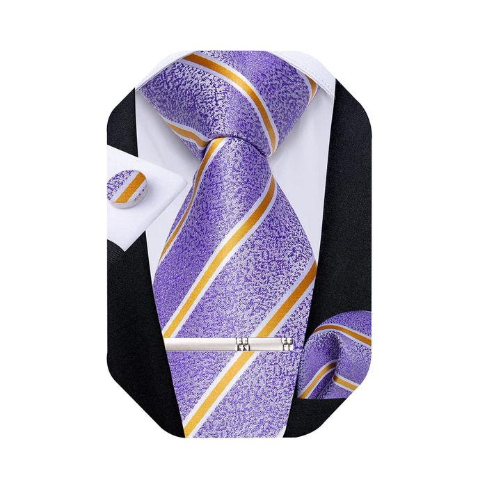 Диванні краватка з принтом смужки, комплект: краватка, нагрудна хустинка, запонки, зажим для краватки. Підходить для весілля, ділових зустрічей та формальних заходів. Колір: оливковий/чорний.